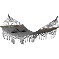 Outtec Hangmat met 2 Kussens - 200x150 cm, tot 220kg - Boho Katoenen Hangmat voor Buiten, Tuin, Balkon - voor Kinderen en Volwassenen