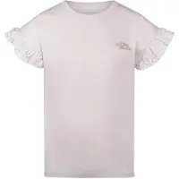 No Way Monday T-shirt lichtroze broderie Meisjes Stretchkatoen Ronde hals - maat 122