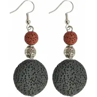 Charme Bijoux Oorbellen-Lava-Zilver-grijs-Rood -