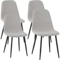 Dimehouse Set van 4 Scandinavische Eetkamerstoelen Naturel Melange Bouclé Stof Swift - Zonder Armleuningen - Stof - Scandinavisch & Basic