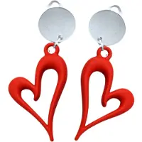 Charme Bijoux Clip oorbellen -Rood -hart- Montana -zilverkleur- geen gaatje-