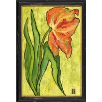 MEA Lijstje hout zwart Oranje papegaai tulp, 34x23,5cm