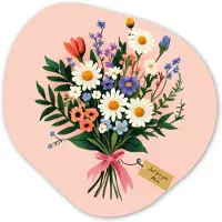 MuchoWow Organische wanddecoratie 40x40 cm - Organisch schilderij Margrieten - Boeket - Strikje - Roze - Muurdecoratie woonkamer - Kamer decoratie - Schilderijen - Muurcirkel aesthetic
