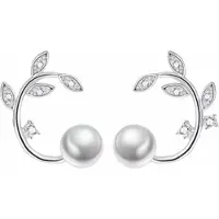 Charme Bijoux Synthetische Parel- Parel oorbellen zilver blad strass -