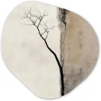MuchoWow Organische wanddecoratie 40x40 cm - Organisch schilderij Wabi sabi - Plant - Beige - Muurdecoratie woonkamer - Kamer decoratie - Schilderijen - Muurcirkel aesthetic