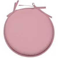 Stof Textile Home stoelkussens - lichtroze - D40 x H3 cm - voor binnen - touwtjes sluiting - zitkussens plat - rond