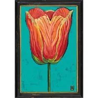MEA Lijstje hout zwart Geelrode tulp, 34x23,5cm