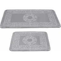 Homelux Badmat - Badkamer tapijt - Antislip - 2-delig - Badmatset- Water-absorberende badmat - 60 x 100 + 60 x 50 cm - Grijze design