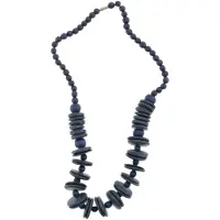 Behave – Houten kralen ketting – 45 cm – Donkerblauw – Schroefsluiting
