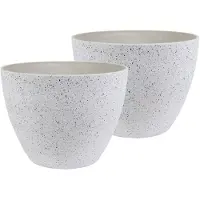 Ter Steege Plantenpot - 2x - wit - kunststof en steenpoeder - 22 x 17 cm - Binnen en buiten