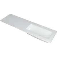 Ink wastafel faktor polystone rechts met 1 kraangat 160 cmx45 cmx1,5 cm glans wit 3407048