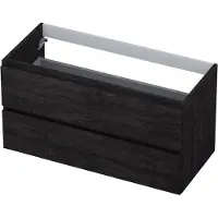 Ink Onderkast 2 laden greeploos met houten keerlijst 100 cm x 45 cm x 52 cm Houtskool eiken 1257148