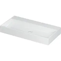 Ink Wastafel United Porselein zonder kraangat incl. porseleinen click plug en verborgen overloop systeem 90 cm x 45 cm x 11 cm Glans wit 0206041