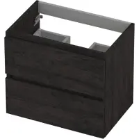Ink Onderkast 2 laden greeploos met houten keerlijst 60 cm x 40 cm x 52 cm Houtskool eiken 1257008