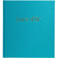 Exacompta gastenboek Pop'N Co Cyan, 70 vellen, Clairefontaine, gouden rand & "Livre d'or" in reliëf, doos