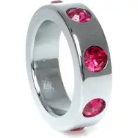 Boss Series - Metaal - Cockring - Penisring met Roze Diamanten - Middel
