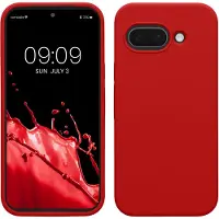 Kwmobile telefoonhoesje geschikt voor Google Pixel 9a - Hoesje met siliconen coating - Smartphone case in klassiek rood