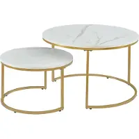 En.casa Salontafel Christchurch set van 2 rond marmer wit en goudkleurig []