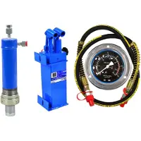 GEKO 20 ton werkplaatspers set - cilinder, 2-snelheden pomp, manometer, slang