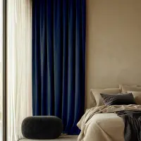 Fresh & Co Velvet Gordijnen Verduisterend - Ringen - Navy 150 x 250