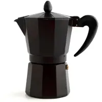 Quid Italiaanse koffiepot , zwart metaal en bakeliet – 12 kopjes