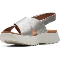 Clarks Clarksvoor vrouwen. 26171951 Zilveren leren DashLite Wish sandalen (37), Leer, 3 tot 5 cm, Klittenband, Casual