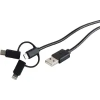S-Conn USB Lade-Sycn Kabel 3in1 schwarz 2,0m