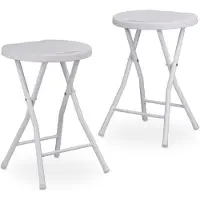 Relaxdays kruk inklapbaar - set van 2 - voor buiten en binnen - camping - rond - rotanlook - wit