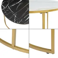En.casa Salontafel Christchurch rond set van 2 marmer zwart wit en goudkleurig []