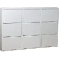 NATURN LIVING Metalen schoenenkast 9 - deurs - set van 3 | 166,5 x 17 x 108 cm | Functionele en compacte schoenenkast voor het stijlvol opbergen van jouw schoenen verzameling | Schoenenrek | Mat wit