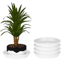 Juypal Hogar Juypal Plantenschotel - 4x - wit - kunststof - Dia 15 cm - onderschotel/opvangschaal