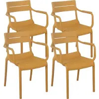 Oviala - Set van 4 mosterdgele kunststof terrasfauteuils - Paname