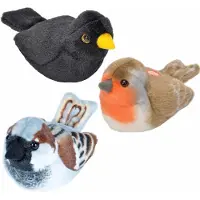 Wild republic Set van 3x stuks pluche vogels knuffels van 14 cm met geluid