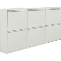 NATURN LIVING Metalen schoenenkast 6 - deurs - set van 3 | 166,5 x 17 x 75 cm | Functionele en compacte schoenenkast voor het stijlvol opbergen van jouw schoenen verzameling | Schoenenrek | Mat wit