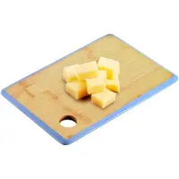 Kesper Keuken voedsel bereiden snijplank - 23 x 15 cm - bamboe hout - blauwe rand - luxe versie
