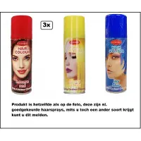 Goodmark 3x Haarverf/haarspray rood/geel/blauw 125 ml - Word bezorgd in doos ivm beschadiging