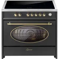 Gurari Fornuis met inductiekookplaat 90 cm E 913 RU BL Retro vrijstaande inductiekookplaat in zwart | Vrijstaande fornuis met 5 inductiezones (2 Flex Zone) alle met booster