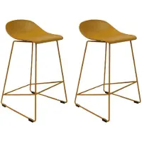 Livin24 Scandinavische Barkruk Ellen geel 66cm - Barkrukken set van 2 - barstoel