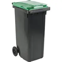 ESE Afvalcontainer 140 liter grijs met groen deksel