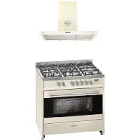 Gurari - elektrisch gasfornuis - gasfornuis - afzuigkap - 90 cm - 121L GCH E 911 Cr + GCH 461 BG 9 - afzuigkap 90cm