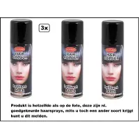 Goodmark 3x Haarverf/haarspray zwart 125 ml - Brilliant black - Word bezorgd in doos ivm beschadeging - Festival thema feest carnaval haar kleurspray party