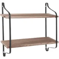 UNHO wandplank - zwevende planken van hout- 2 lagen - hout en metaal - badkamer keuken opbergrek - 60x15x50cm