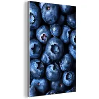 MuchoWow Aluminium schilderij 80x120 cm - Wanddecoratie metaal - Bessen - Blauw - Fruit - Metalen muurdecoratie woonkamer - Decoratie industrieel - Foto op dibond - Industriële accessoires slaapkamer