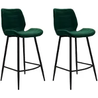 Bronx71 Velvet barkruk Toby donkergroen 71 cm - Barkrukken set van 2 - barstoel