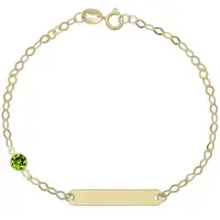 SKY 14K Goud Baby/Kinder Plaatarmbandje Birthstone Peridoot
