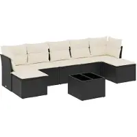 vidaXL 8-delige Loungeset met kussens poly rattan zwart
