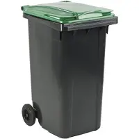 ESE Afvalcontainer 240 liter grijs met groen deksel - Kliko 240 liter - 2 wielcontainer