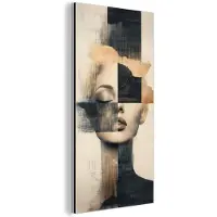 MuchoWow Aluminium schilderij 40x80 cm - Wanddecoratie metaal - Goud - Vrouw - Rechthoeken - Metalen muurdecoratie woonkamer - Decoratie industrieel - Foto op dibond - Industriële accessoires slaapkamer