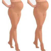 Mamsy - 2-Pack Comfortabele Sheer Zwangerschapspanty 20den - Cognac - L