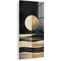 MuchoWow Glasschilderij 60x120 cm - Schilderij acrylglas - Maan - Cirkel - Goud - Foto op glas - Muurdecoratie woonkamer - Wanddecoratie slaapkamer - Schilderijen
